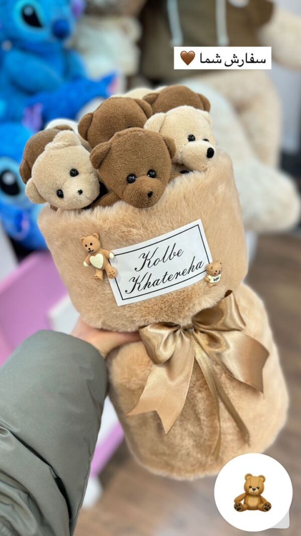 بوکت تدی پارچه ای قهوه ای کرم🧸🥥