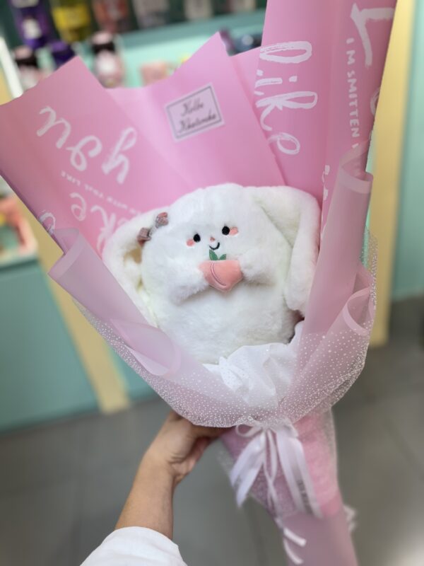 بوکت کاغذی خرگوش هلو به دست🎀🐰