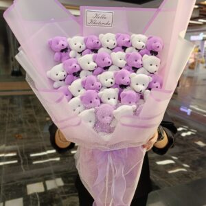 بوکت تدی کاغذی با کاغذ یاسی و تدی سفید یاسی💜🤍