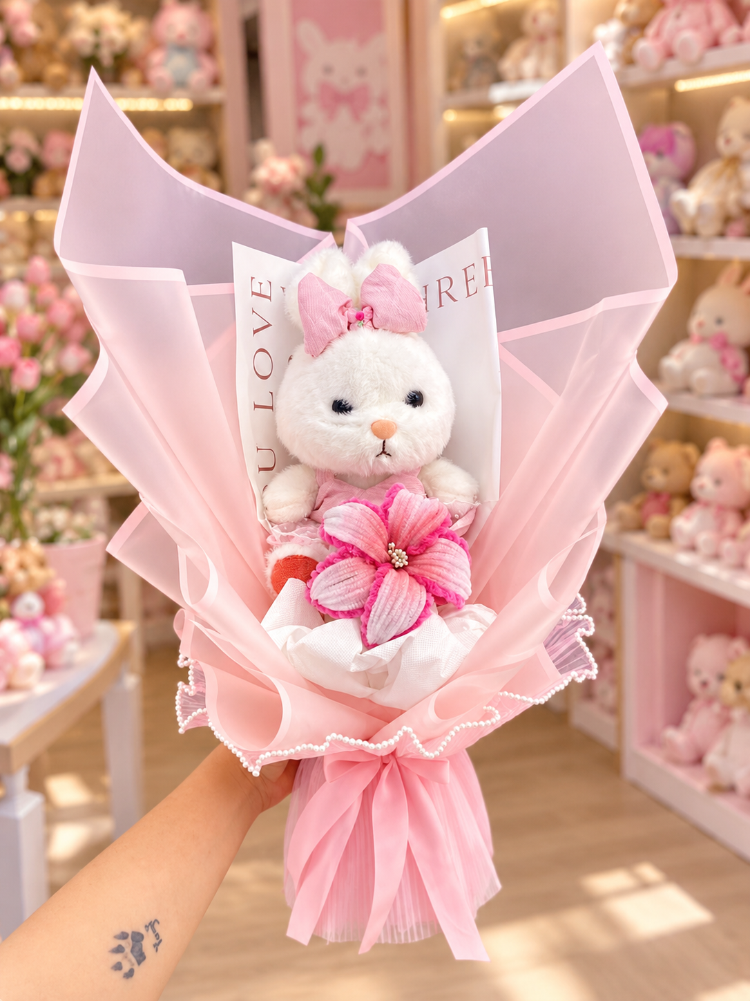 بوکت کاغذی خرگوش لباس توری🎀🐰